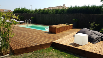 #LAME TERRASSE PIN DU NORD ROUGE striee 27x145mm 3.90ml TRA-CLASSE 4 Brun